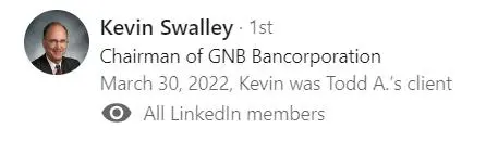 A linkedin profile with the name of kevin walley.