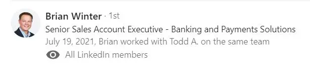 A picture of the linkedin profile for a bank.