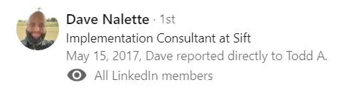 A linkedin profile with the name of dave reporter.