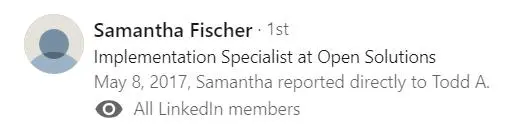 A linkedin profile with the name of an information specialist.