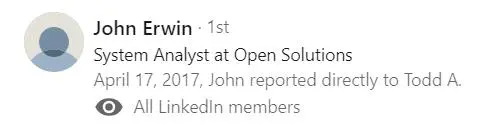 A linkedin profile with the name of john