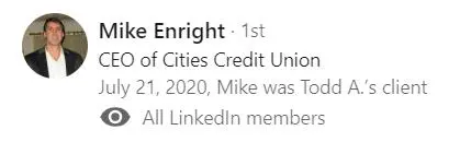 A linkedin profile with the name of mike