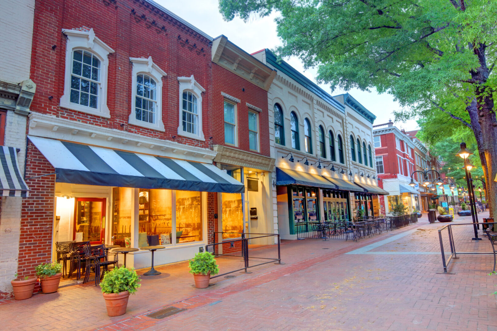 The Downtown Mall in Charlottesville, Virginia is one of the longest pedestrian malls in the United States. Located on Main Street.